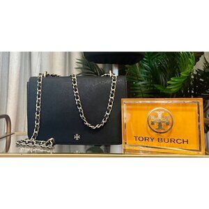 Tory Burch Black Leather Emerson Shoulder Bag/Crossbody